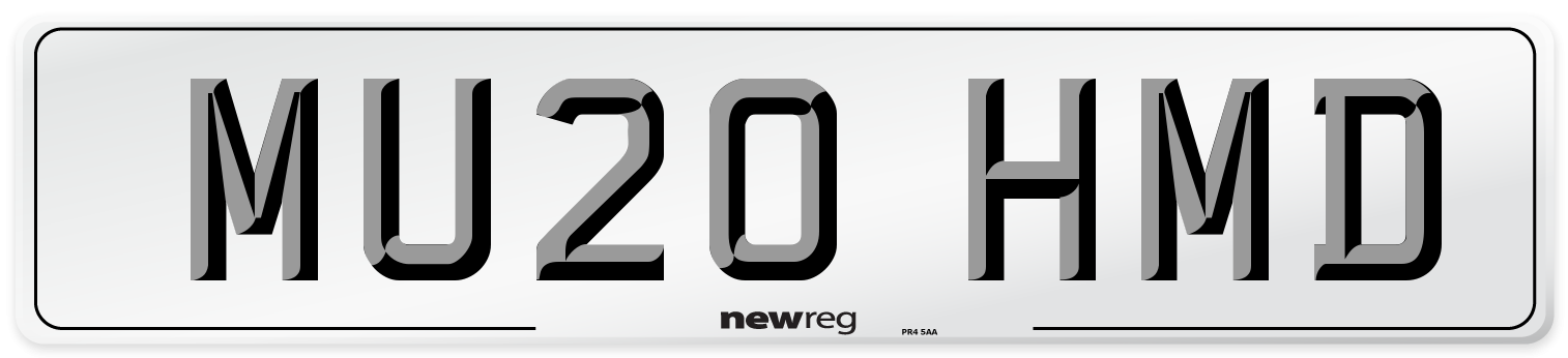 MU20 HMD Number Plate from New Reg